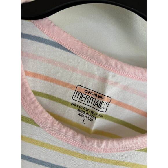 Chubby Mermaids embroidered manatee striped cropped t size large manatees - Picture 4 of 7